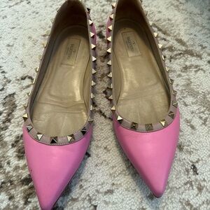 Valentino Garavani Pink Studded Flats